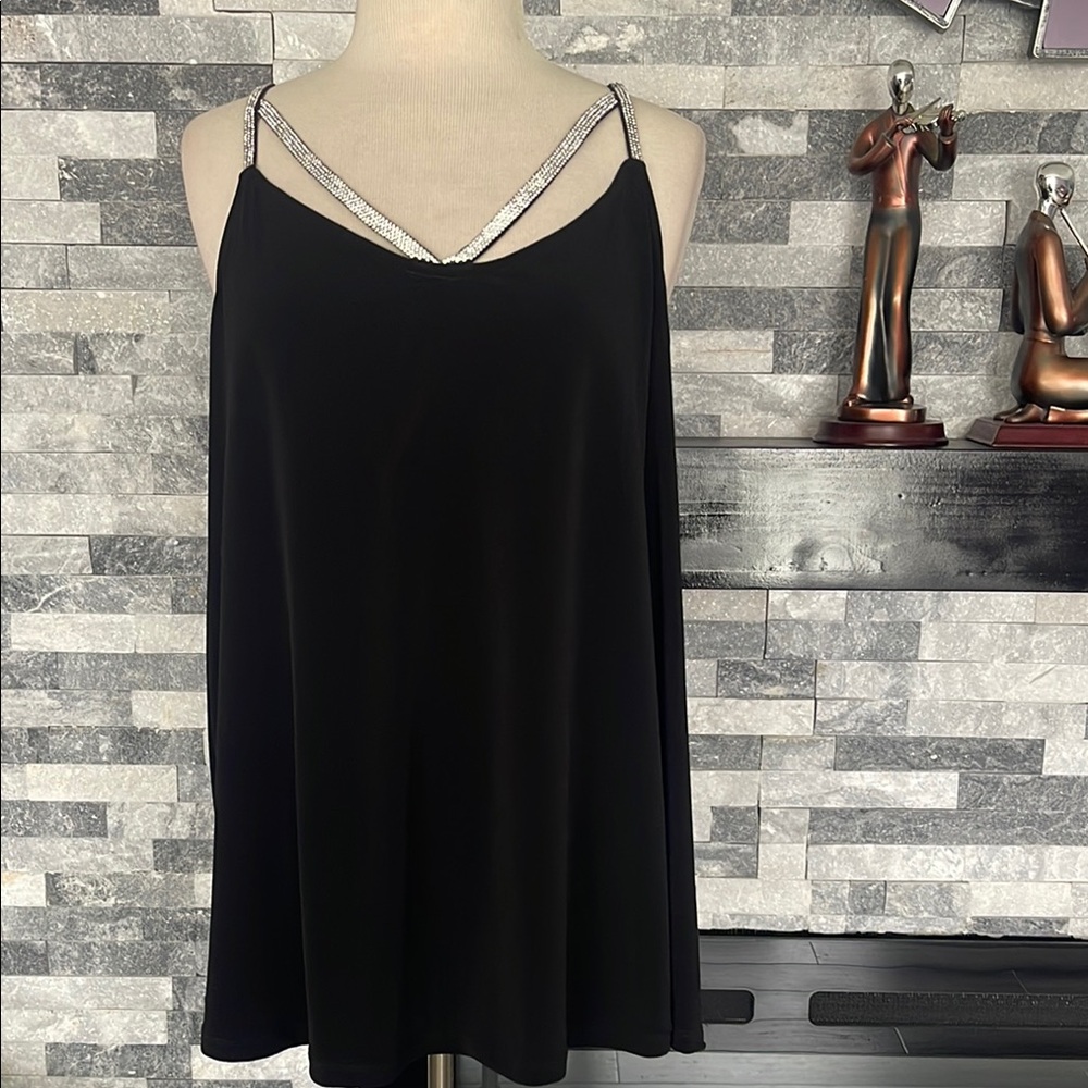 Torrid Black Slinky Jewel Rhinestone Swing Cami Tank Size 2